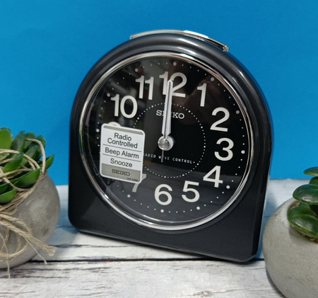 Budzik SEIKO QHR204K 11x12 cm czarny sterowany radiowo DCF77
