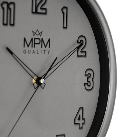 Zegar ścienny MPM E01.4331.92 fi 35 cm szary cichy