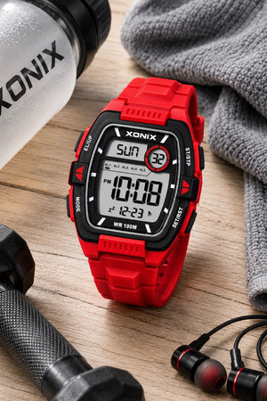 Zegarek Xonix DBI-003 męski elektroniczny czerwony 43 mm