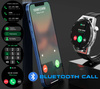 SmartWatch Rubicon RNCE88 srebrna koperta, czarny silikonowy pasek, srebrna bransoleta BT Call