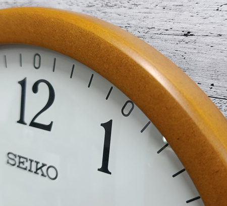 Zegar ścienny SEIKO QXA866B 30 cm jasnobrązowy drewniany