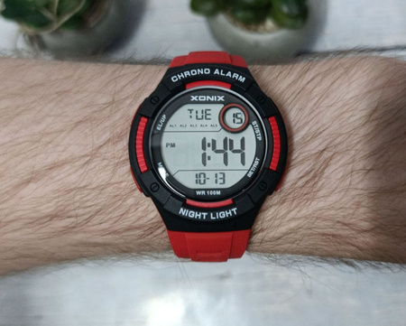 Zegarek Xonix DBH-003 młodzieżowy elektroniczny czerwony 44 mm