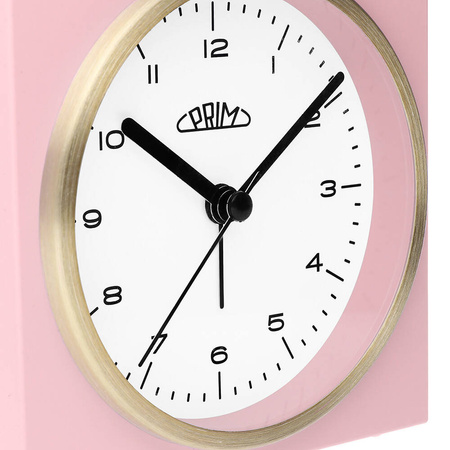 Budzik Prim C01.4430.23 różowy pastelowy cichy mechanizm 10 cm