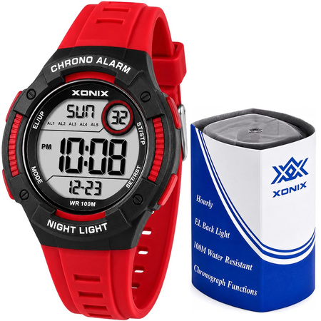 Zegarek Xonix DBH-003 młodzieżowy elektroniczny czerwony 44 mm