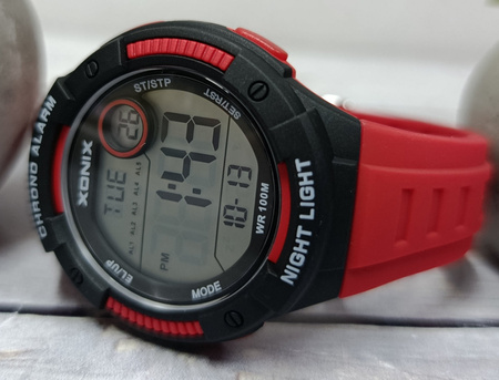 Zegarek Xonix DBH-003 młodzieżowy elektroniczny czerwony 44 mm
