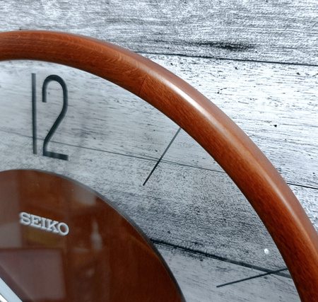 Zegar ścienny SEIKO QXA852B 35 cm drewniany ażurowy