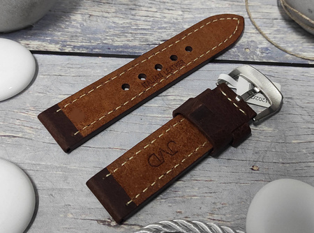Skórzany pasek do zegarka 22 mm JVD R41202-22 ciemnobrązowy