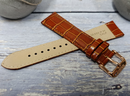 Pasek do zegarka Orient Bambino UL002016P0 21 mm brązowy