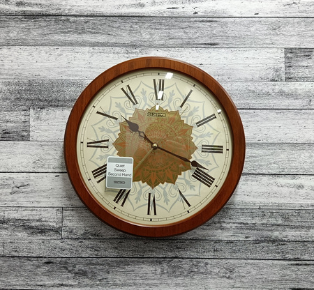 Zegar ścienny SEIKO QXA857Z 29,5 cm brązowy drewniany